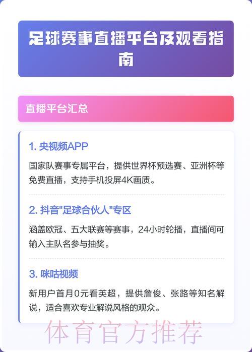 哪些平台可以免费观看世界杯直播？完整平台清单整理